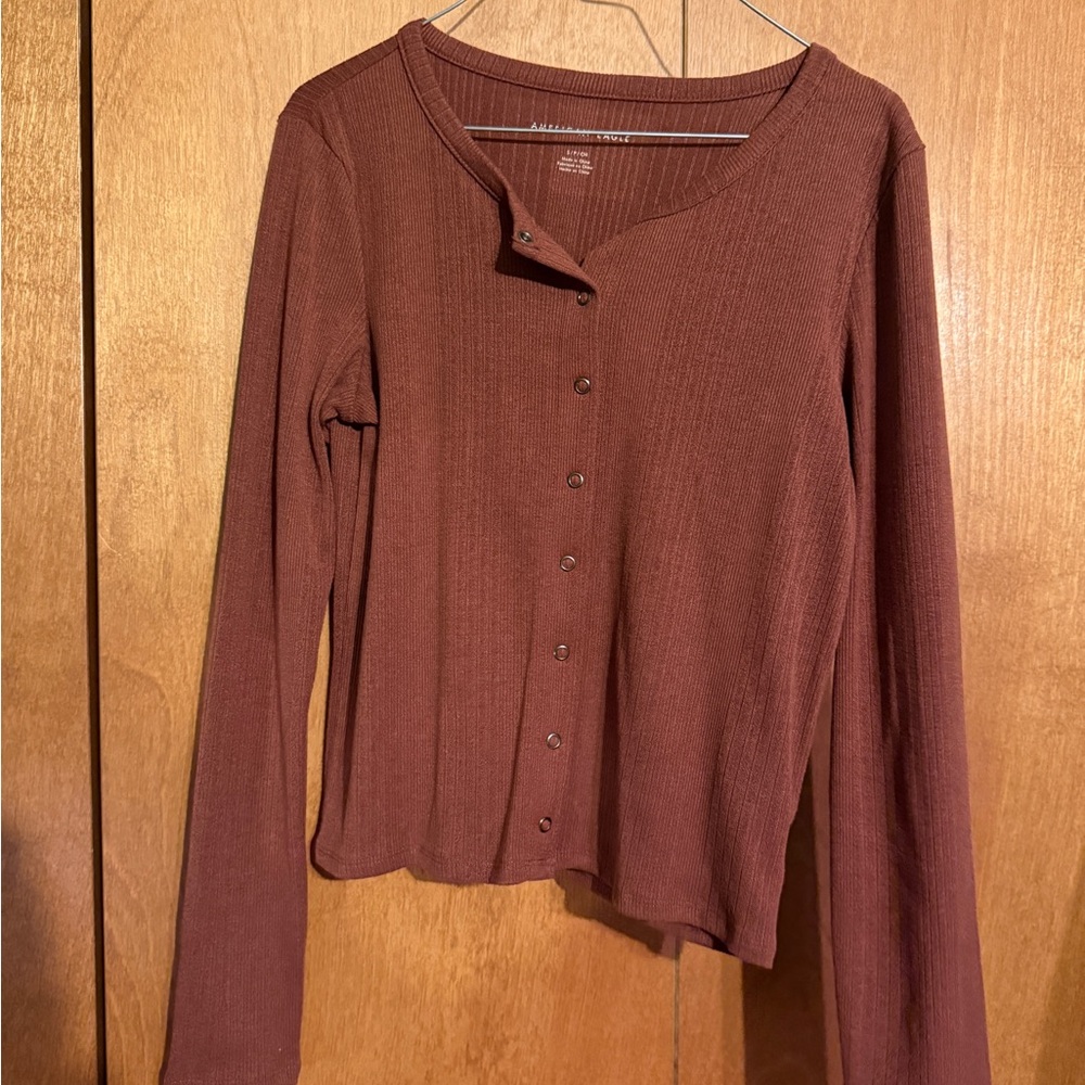 American Eagle Outfitters Rust Button-Down Shirt
